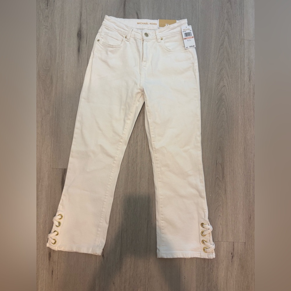 Michael Kors White Lace-Up Women Jeans